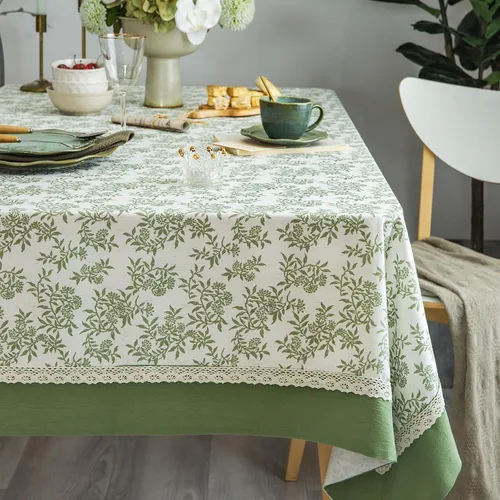 Vista 10 de GLORY SEASON Mantel rústico de tela de algodón sólido con bordes retro, manteles clásicos de lino con estampado de hojas de plantas, cubierta