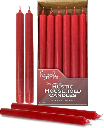 Vista 11 de Hyoola Velas de cena de 10 pulgadas – Paquete de 12 velas blancas altas sin perfume rústicas de larga combustión