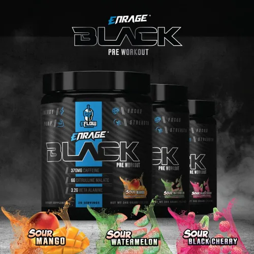 Vista 7 de eFlow Nutrition Enrage Black Suplemento preentrenamiento de alto estimulante – Polvo de preentrenamiento para aumentar la energía, las bombas