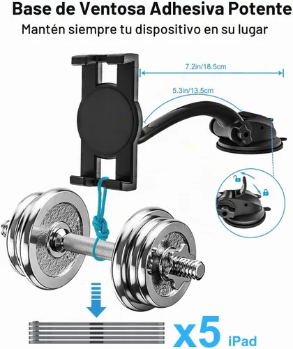Vista 4 de Soporte universal para tablet de automóvil, 3 en 1, soporte universal para tableta con ventosa fuerte para salpicadero del automóvil, parabrisas
