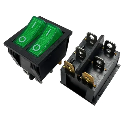 Vista 7 de Interruptor basculante DPST On-Off Unilluminated Negro 4 Pin 1.220x0.984 in Rectangular Snap-in Interruptor de alimentación de palanca