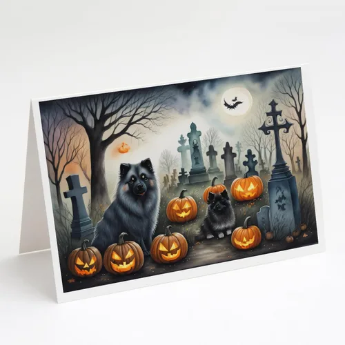 Vista 52 de Caroline's Treasures DAC2042GCA7P Golden Retriever - Tarjetas de felicitación y sobres de Halloween espeluznantes, paquete de 8 tarjetas en blanco