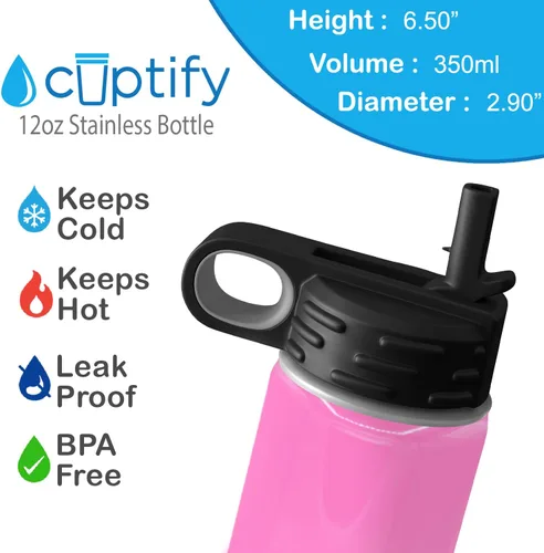 Vista 89 de Cuptify Botella de agua para niños personalizada con nombre en botella de agua aislada con anillo brillante verde de 12 onzas Verde brillante