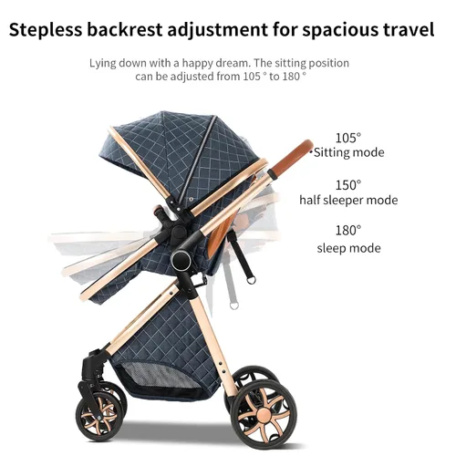 Vista 7 de Cochecito de bebé 2 en 1 con modo moisés, cochecito reversible, plegable con un solo clic, cochecito de viaje para recién nacido, cochecito