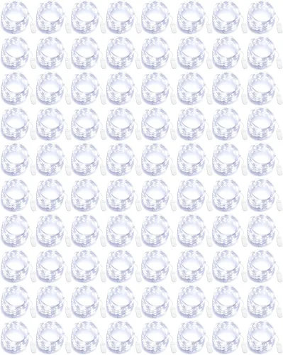 Vista 13 de Riakrum 25 luces LED de 10 pies con 30 luces LED a granel, color blanco cálido, impermeable, pequeñas luces LED parpadeantes para tarro estrellado