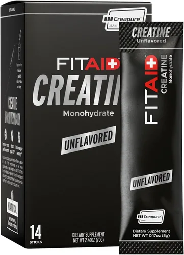 Vista 9 de FITAID - Monohidrato de creatina en polvo con CreaPure®, sabor a manzana Fuji, 14 paquetes de una sola porción, creatina pura para mujeres