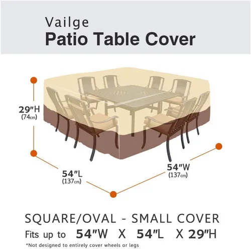 Vista 2 de Vailge Juego de funda protectora de alta resistencia para muebles de jardín, impermeable, con asas acolchadas y cordón durable en el dobladillo, se