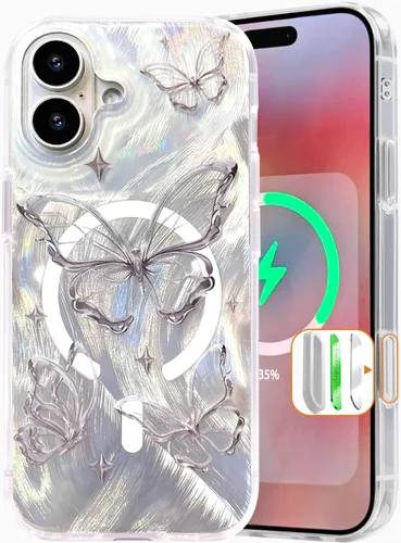 Vista 90 de I-MGAE-IN-AR Funda compacta para iPhone 11, diseño de mariposa, marco de protección de lente de cámara con diamante 3D, bonitas fundas protectoras