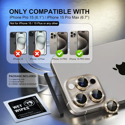 Vista 442 de Choiche Compatible para iPhone 16 Pro/iPhone 16 Pro Max Protector de Lente de Cámara, Vidrio Templado 9H Protector de Pantalla de Cubierta de Cámara