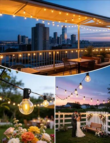 Vista 7 de Brightever Luces de Cadena Solares de 25 Pies para Exteriores Impermeables, Luces Solares G40 con Control Remoto y 10+1 Bombillas Globo LED