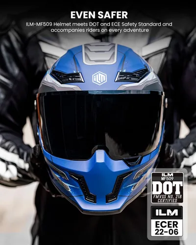 Vista 2 de ILM Cascos para Motocicleta para Adultos Hombres Mujeres Casco Integral DOT ECE con Visor Dual para Carreras en Calle con Pinlock Modelo MF509