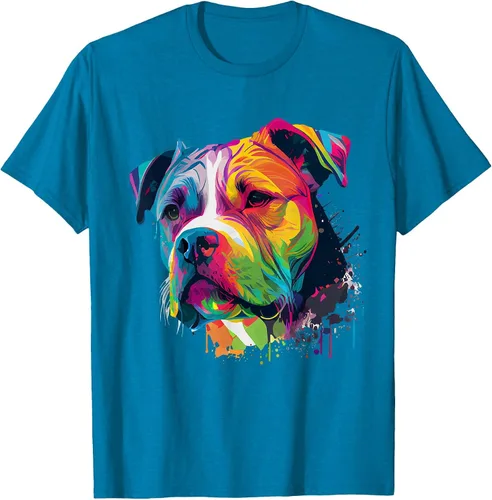 Vista 68 de Colorful American Bulldog American Bully Men Women T-Shirt Asphalt Grey