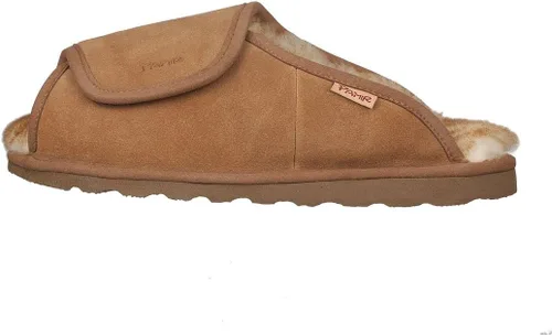 Vista 7 de PAMIR Pantuflas de casa de oveja ajustables para hombre con espuma viscoelástica para interiores y exteriores con puntera abierta