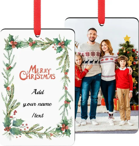 Vista 18 de Adornos de Navidad personalizados 2025, adorno de Navidad personalizado de doble cara, adorno de foto para árbol de Navidad para niños, mamá, papá