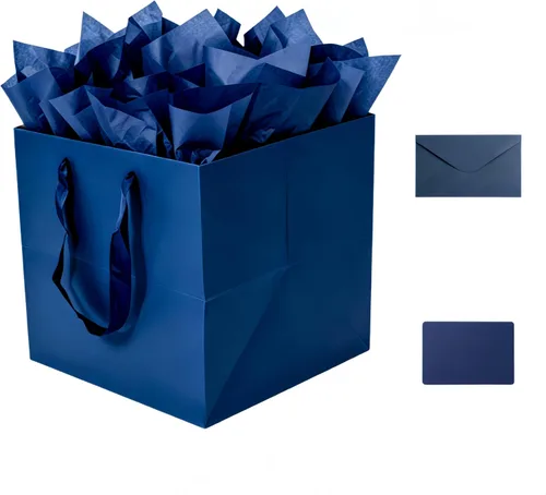 Vista 21 de JUNESHE Bolsa de regalo cuadrada negra grande con asas y papel de seda, 9.84 pulgadas, gran envoltura de regalo gigante para cumpleaños, boda