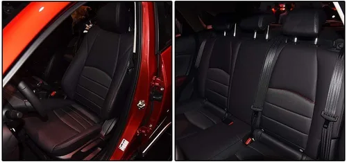 Vista 2 de Juego completo personalizado de fundas de asiento para Mazda CX-3 2018 5 asientos cuero asiento cojín protector negro
