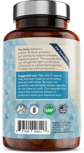 Vista 5 de Cápsulas Vitamin Bounty, probióticos diarios, 13 cepas de probióticos de liberación tardía