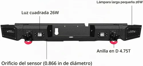 Vista 8 de Vijay Parachoques delantero y trasero para RAM 1500 2013-2018 y RAM 1500 Classic 2019-2024 con placa de cabrestante y luces