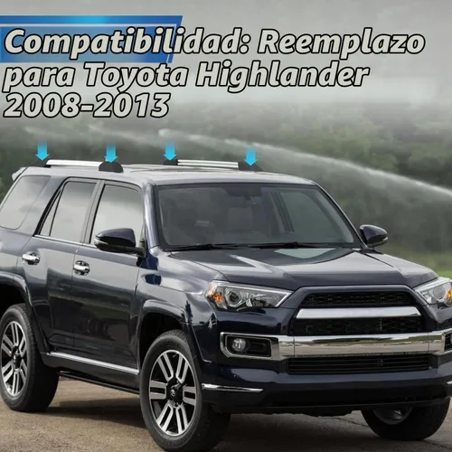 Vista 3 de 4 piezas de protección de tapa terminal para carril de equipaje de techo negro, cubierta de capó para Toyota Highlander 2.7L 2009-2013, para 3.3L