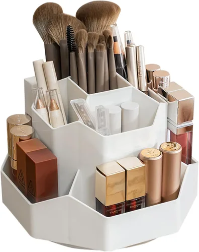 Vista 10 de Organizador Giratorio de 360° para Brochas de Maquillaje con 9 Ranuras, Organizadores de Maquillaje para Encimera, Organización de Maquillaje