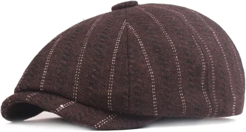 Vista 7 de Reyox Gorra unisex de algodón Newsboy 8 Panel Sombrero Cabbie Flat Cap Púrpura (Plaid Purple)