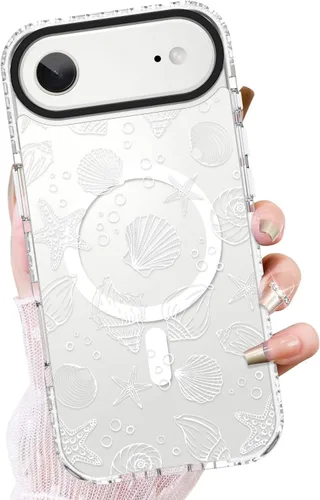 Vista 57 de OOK Funda magnética transparente para iPhone 17, lindo encaje floral negro Encaje Negro Floral