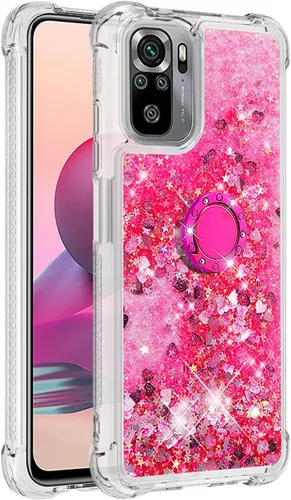 Vista 12 de Funda a prueba de golpes para Xiaomi Redmi Note 10S/Note 10 4G, brillante brillante corazón de diamante arco iris arena movediza transparente TPU