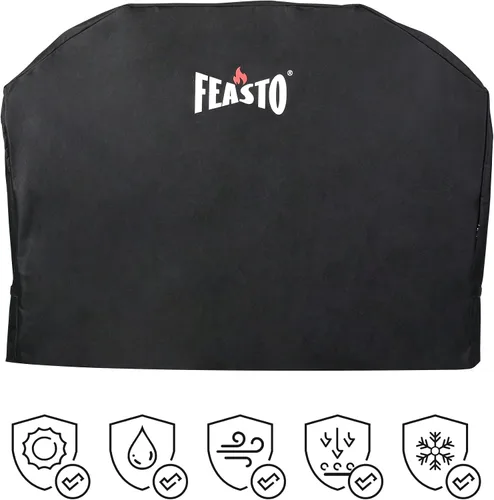 Vista 7 de Feasto Funda para parrilla de barbacoa, 55 pulgadas, resistente al agua, con correa de velcro ajustable, anti-UV, resistente a la decoloración, se