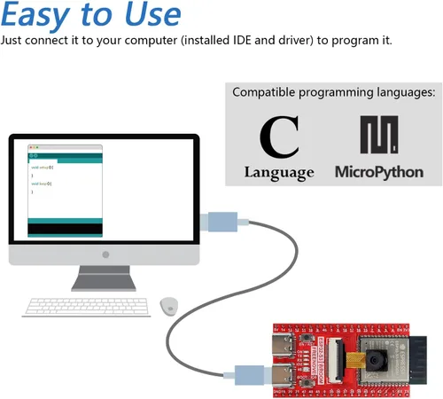 Vista 2 de Freenove Placa ESP32-S3 ESP32 S3 CAM (flash de 16 MB), microcontrolador de doble núcleo de 32 bits a 240 MHz, cámara a bordo inalámbrica, código