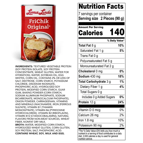 Vista 2 de Loma Linda - Sustitutos de carne a base de plantas una lata (37.5 oz) (FriChik)