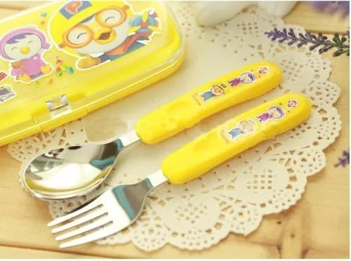 Vista 2 de Pororo Cutie Cuchara & Tenedor con Estuche Rígido