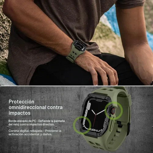 Vista 3 de Nereides - Correa de reloj compatible con Apple Watch de 45 y 44 mm, para iWatch Series 9/8/7/6/5/4/SE/SE2, estuche resistente de alta resistencia
