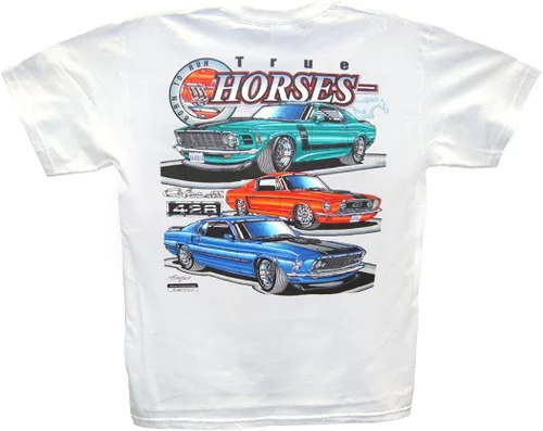 Vista 2 de Race Bred MustangTrue Horses T-Shirt Ford Boss Shelby GT GT350 GT500 Pony