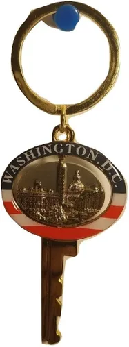 Vista 2 de Llavero giratorio con forma de llave de Washington DC, recuerdos de Washington DC (multicolor), Multi, 12