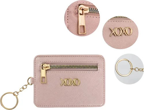 Vista 5 de XOXO Cartera grande Saffiano multifunción para mujer Metallic Blush L Minimalista