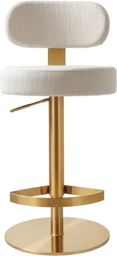Vista 3 de TOV Furniture Taburete ajustable de tela de rendimiento texturizado crema Primrose
