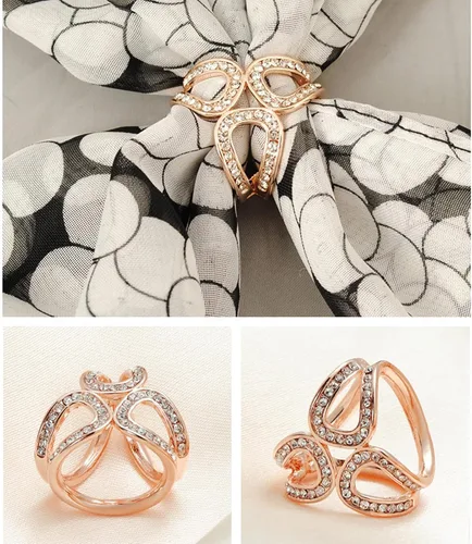 Vista 147 de 4 piezas de clip de anillo de bufanda para mujer, broche de perlas y flores, hebilla de metal para chal, accesorios de decoración para damas y niñas