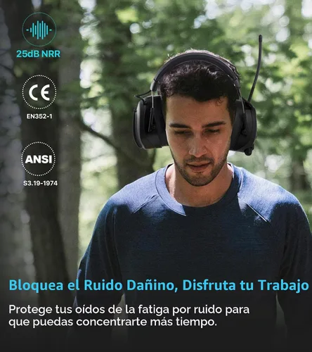 Vista 8 de AM FM Radio Hearing Protection Earmuff, Bluetooth 5.4, 30SNR