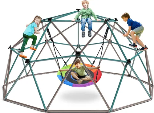 Vista 8 de Hapfan 7.2 ft Tall Climbing Dome Swing Set with Saucer Swing for Kids 3-12 Large Jungle Gym Dome Climber, 950lbs Total Capacity, Rust-resistant