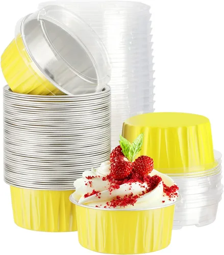 Vista 16 de EUSOAR Forros para cupcakes para hornear, 50 forros para magdalenas de 5 onzas, moldes de papel de aluminio desechables, recipientes de postre