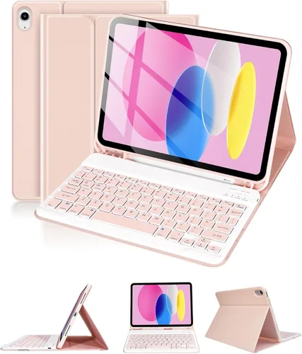 Vista 20 de LAMA Funda con Teclado Touchpad para iPad (A16) 11ª generación 2025/10ª generación 2022, funda tipo folio con soporte para lápiz, trackpad