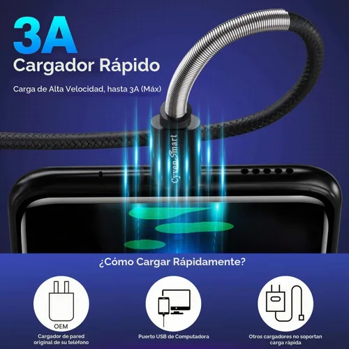 Vista 3 de [Paquete de 5 de 1 pie] Compatible con Samsung Galaxy S9 S10 S8 Plus Cable Cargador (Carga Rápida 3A), Cable Cargador TPE USB C Tipo C, USB A a Tipo