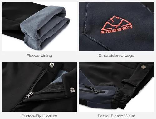 Vista 6 de Rdruko Pantalones de nieve para mujer, impermeables, aislados, con forro polar, térmico, para esquí, senderismo, snowboard