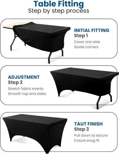 Vista 2 de Utopia Kitchen Mantel rectangular de spándex de 4 pies [1 unidad, negro] 200 GSM elástico, ajustado, lavable y resistente a las arrugas, cubierta