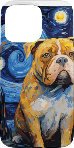 Vista 28 de Funda para iPhone 16 American Bully Starry Night para perro, mamá, perro, papá