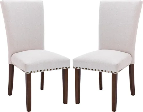 Vista 18 de MALOL Juego de 2 sillas de comedor tapizadas, sillas de comedor de tela, modernas sillas de comedor de madera, sillas auxiliares de cocina, silla