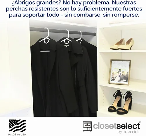 Vista 2 de Closetselect Perchas ultra resistentes, paquete de 28 unidades, perchas
