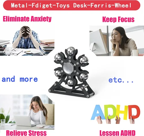 Vista 5 de Juguetes de escritorio para ruedas de la fortuna - Spinner: 4mins Kinetic-Metal-Spinner, Cool-Gadgets-Stuff for Kid Children Teen Adult EDC-Toy