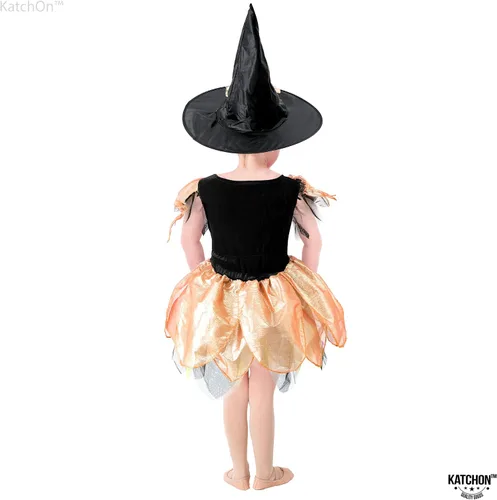 Vista 2 de Katchon, Halloween Witch Costumes for Girls - Halloween Party Costume Kids Witch Costumes for Girls with Black Hat