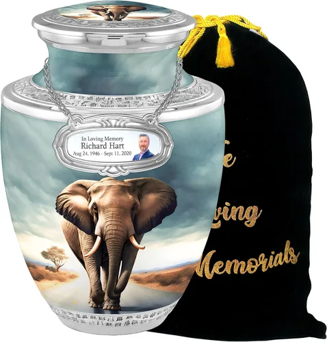 Vista 8 de Urnas de cremación personalizadas de dignidad de elefante para cenizas adultas, hombres y mujeres, urnas funerarias de 200 libras para cenizas